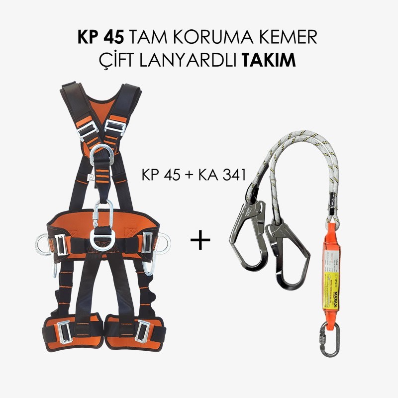 KP 45+KA 341 Tam Koruma Kemer Çift Landyardlı Takım KP 45+KA 341 Tam Koruma Kemer Çift Landyardlı Takım
